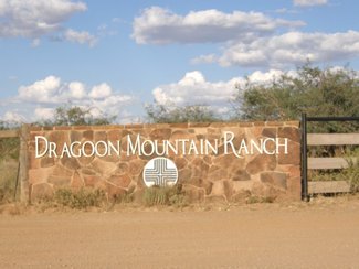 One of the entry markers at one of the gates going into Dragoon Mountain Ranch.