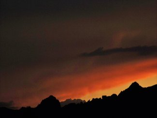 Sunset behind Cochise Stronghold in the Dragoon Mts. taken from property.