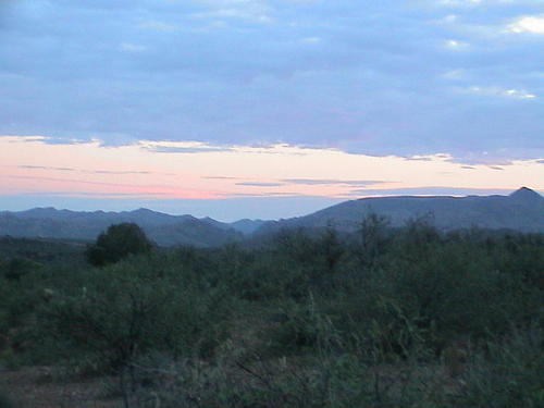 sunset,left to middle wilderness area, right seal mountain arizona