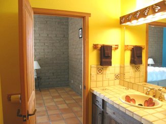 The master bath with it's hand painted Mexican tiles and sink.
