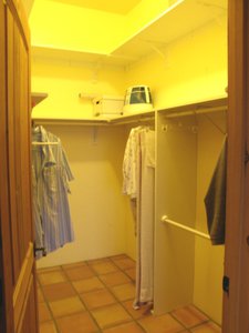 The walk in closet in the master bedroom.