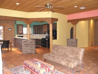 From the great room looking at the kitchen and dining room.