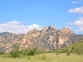 The nearby Dragoon Mountains located in the Coronado National Forest. Summer view when it's incredibly green.